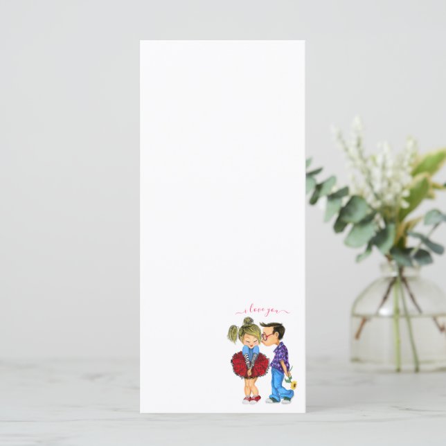 Menú Pareja Romántica Adorable Amor - Beso - Te Amo (Anverso de pie)