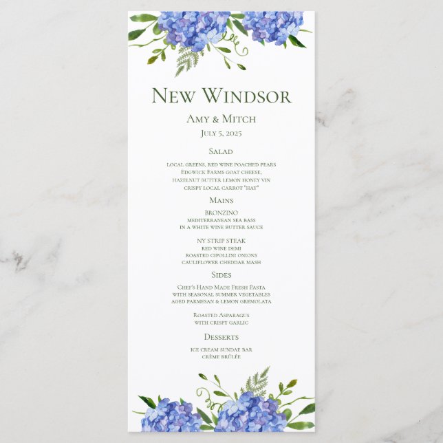 Menú Partido Compromiso de Hidrangeas Azules (Anverso)