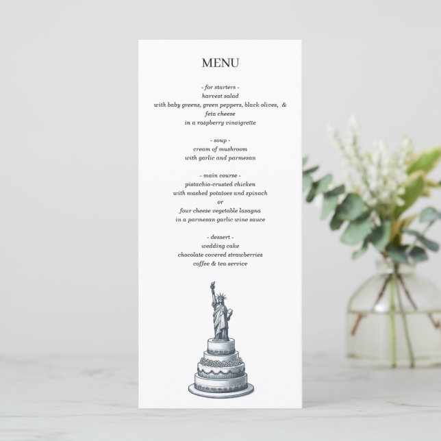 Menú Pastel de Boda de la ciudad de Nueva York (Anverso de pie)