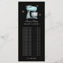 Menú Pastelero Chef Repostería Acuarela Utensilios de R