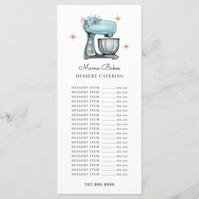 Menú Pastelero Chef Repostería Utensilios de Cocina Acu (Anverso)