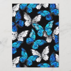 Menú Patrón continuo oscuro con mariposas azules Morpho