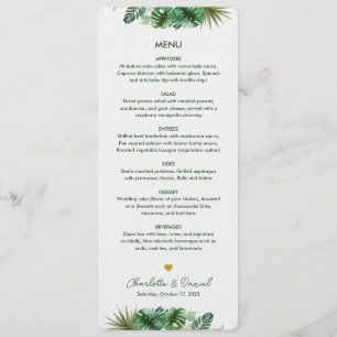 Menú Patrón de acuarela tópico   BODA