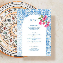 Menú patrón de azulejos mediterráneo