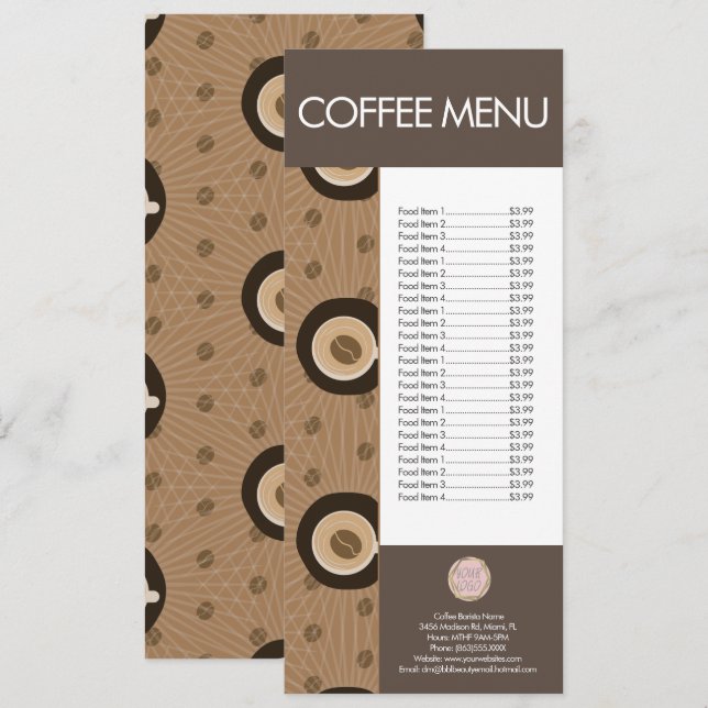 Menú Patrón de cafetería moderna (Anverso / Reverso)