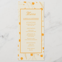 Menú Patrón de flor del naranja Beige Retro Y2K 70