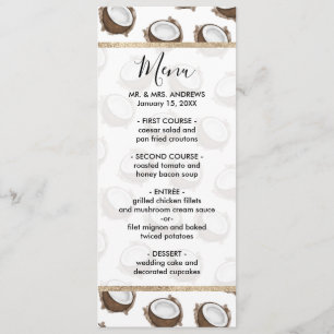 Menú Patrón de frutas de coco blanco de verano marrón t