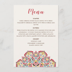 Menú Patrón de mandala geométrico clásico para boda