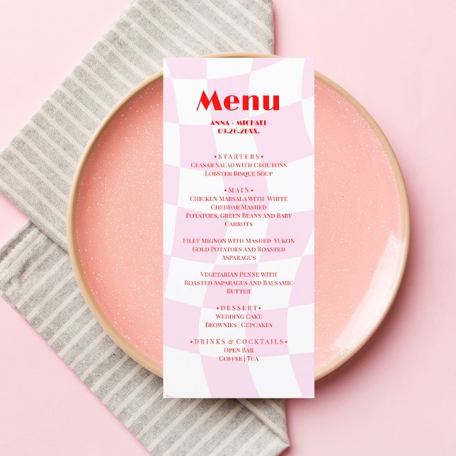 Menú Patrón rojo rosa RETRO tipografía audaz (Subido por el creador)