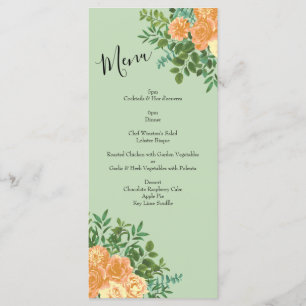 Menú Peach Green Boda Spring Pastel
