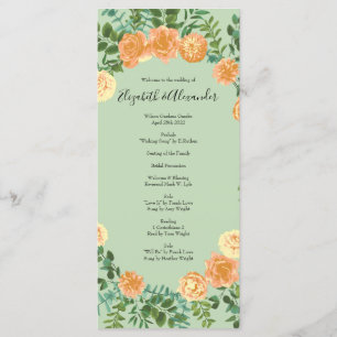 Menú Peach Green Boda Spring Pastel Floral