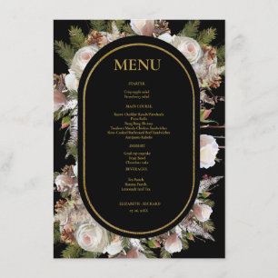 Menú Peach Peach Pink Boho Watercolor Winter Floral Bod