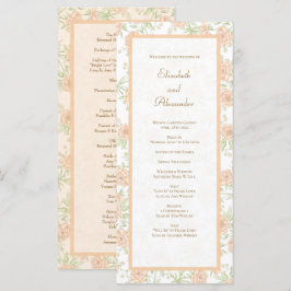 Menú Peach Rose Wedding Programs