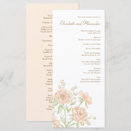 Menú Peach Rose Wedding Programs