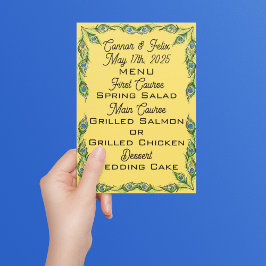 Menú Peacock Feathers Boda Amarillo