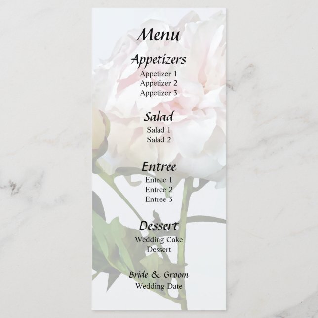 Menú Peonía Rosa Pálido y Capullo (Anverso)