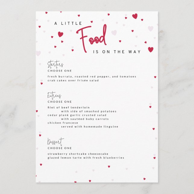 Menú Pequeño amor - Baby Shower de San Valentín (Anverso)