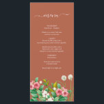 Menú Periwinkle Burnt Naranja Terracotta Boda<br><div class="desc">Una hermosa flor de acuarela y diseño boda Periwinkle. Un diseño único que utiliza flores botánicas de época rústica. Un elegante diseño naranja de terracota retro floral con un toque de vegetación. Una flor silvestre y un diseño de menú boda Periwinkle con elementos modernos. También hay disponibles invitaciones de boda...</div>