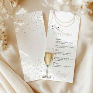 Menú Perlas y Prosecco elegante Bridal brunch Ducha