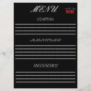 MENÚ PERSONALIZABLE MODERNO ESTILO NEGRO VERIFICADO MAR