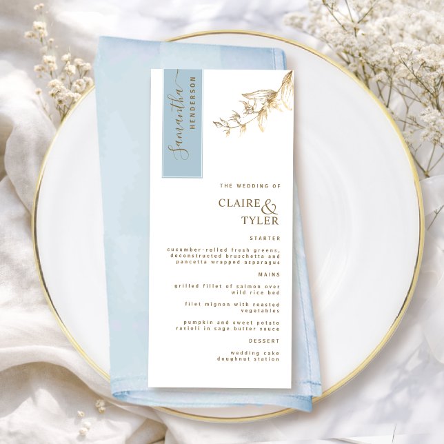 Menú Personalizado con nombre de invitado Dusty Blue y  (Subido por el creador)