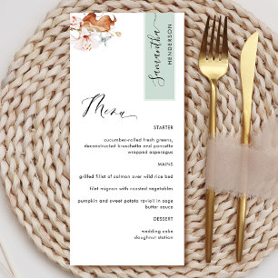 Menú Personalizado con nombre de invitado, florecimient