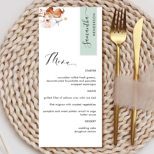 Menú Personalizado con nombre de invitado, florecimient (Subido por el creador)