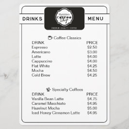 Menú Personalizado de Bebidas de Cafetería Profesi