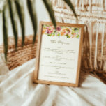 Menú Personalizado de Boda floral de acuarela rusa<br><div class="desc">Boda floral rústico de color borgoña Menú personalizado</div>