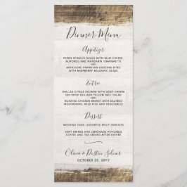 Menú Personalizado de Boda Rústico de Madera Vinta