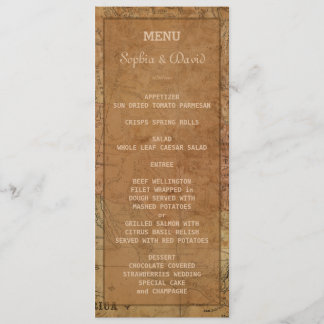 Menú Personalizado de bodas de destino de mapa de