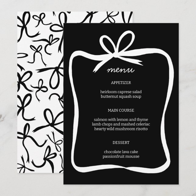 Menú Personalizado de ducha de novia elegante con marco (Anverso / Reverso)