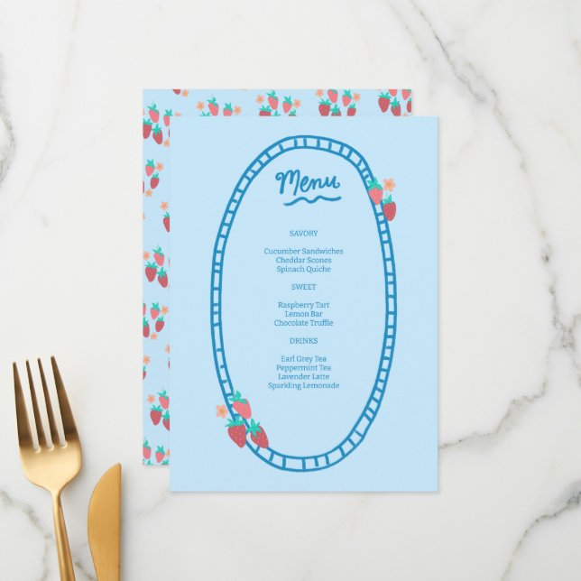 Menú Personalizado de fruta linda fiesta de boda Baby S (Anverso/Reverso In Situ)