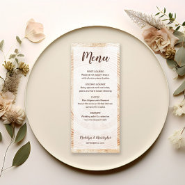 Menú Personalizado de grano de madera de Boda Rústico