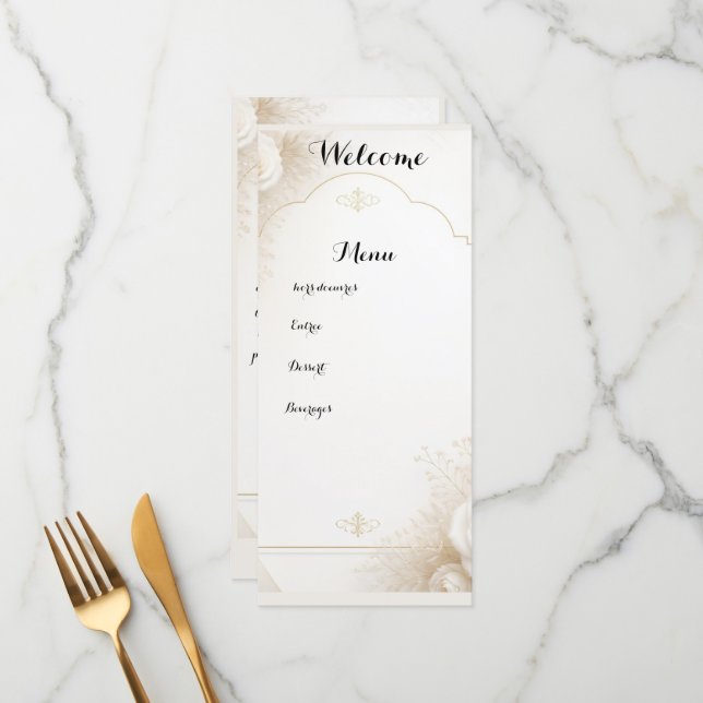 Menú personalizado de lujo floral elegante (Anverso/Reverso In Situ)