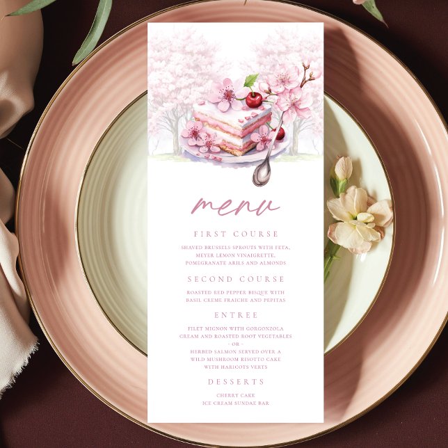 Menú Personalizado de té nupcial Cherry Blossom Elegant (Subido por el creador)
