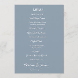 Menú Personalizado Elegant Dusty Blue Calligraphy Boda