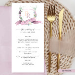 Menú Personalizado Elegant Mauve Dusty Boda Monograma P<br><div class="desc">Eleva la celebración de su boda con nuestro impresionante menú boda, que incluye un hermoso monograma floral de acuarela malva que exueve elegancia y encanto. Delicadamente enmarcado con flores encantadoras en tonos violeta polvoriento, lavanda, lila, malva, melocotón y amarillo suave, la carta muestra a la perfección sus iniciales en un...</div>