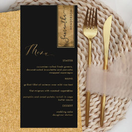 Menú Personalizado elegante con nombre de invitado negr