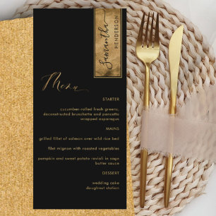 Menú Personalizado elegante con nombre de invitado negr