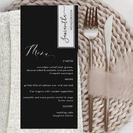 Menú Personalizado elegante con nombre de invitado negr