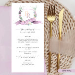 Menú Personalizado Elegante Lilac Pastel Color Monogram<br><div class="desc">Eleva la celebración de su boda con nuestro impresionante menú boda, que incluye un hermoso monograma floral de acuarela lila que exuda elegancia y encanto. Delicadamente enmarcado con flores encantadoras en tonos violeta polvoriento, lavanda, lila, malva, melocotón y amarillo suave, la carta muestra a la perfección sus iniciales en un...</div>