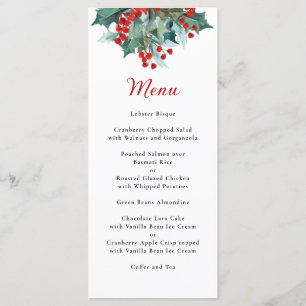Menú Personalizado Holiday Greenery Watercolor