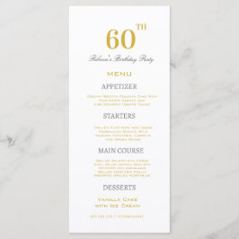 Menú Personalizado Mínimo de White & Gold en la Fiesta