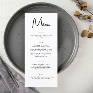 Menú Personalizado moderno Boda blanco negro