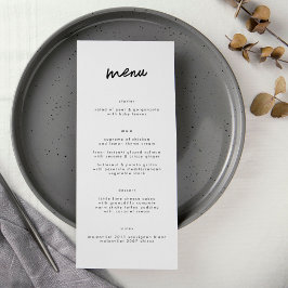 Menú Personalizado moderno elegante Boda blanco negro