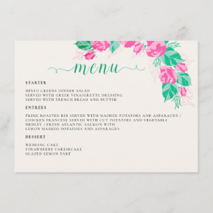 Menú Pétalos de rosa verdes rosados Flores Jardín Boda