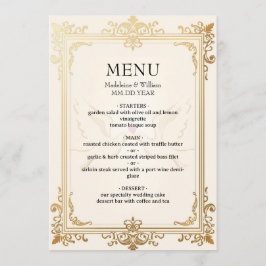 Menú Pigeon Elegant Luxury Gold Boda