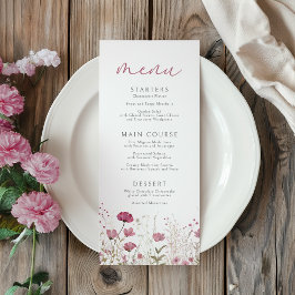 Menú Pink Baby In Bloom Floral Wildflower Baby Shower