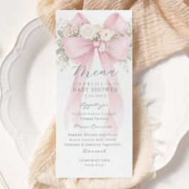 Menú Pink Bow Elegant Baby Shower